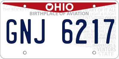 OH license plate GNJ6217