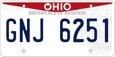 OH license plate GNJ6251