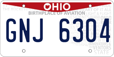 OH license plate GNJ6304