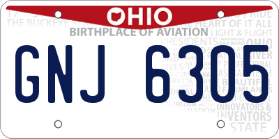 OH license plate GNJ6305