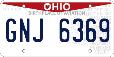 OH license plate GNJ6369