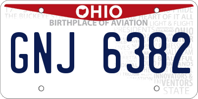 OH license plate GNJ6382