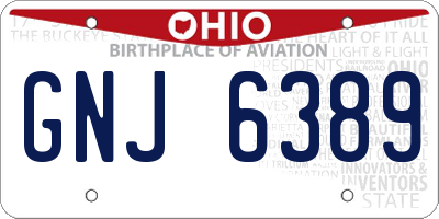 OH license plate GNJ6389