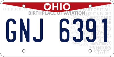 OH license plate GNJ6391