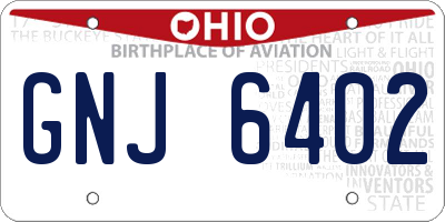 OH license plate GNJ6402