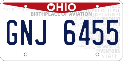 OH license plate GNJ6455