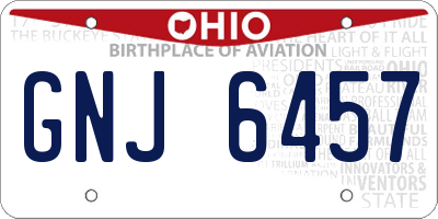 OH license plate GNJ6457