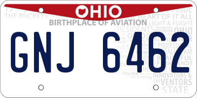 OH license plate GNJ6462