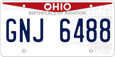 OH license plate GNJ6488