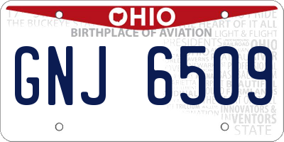 OH license plate GNJ6509