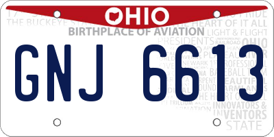OH license plate GNJ6613