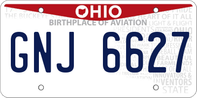 OH license plate GNJ6627