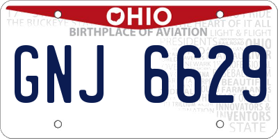 OH license plate GNJ6629