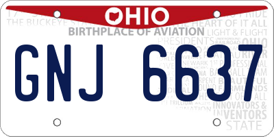 OH license plate GNJ6637