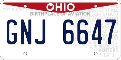 OH license plate GNJ6647