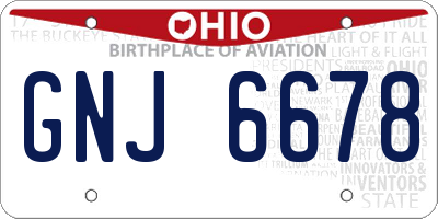 OH license plate GNJ6678