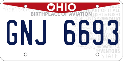 OH license plate GNJ6693