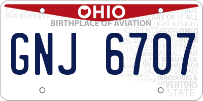 OH license plate GNJ6707
