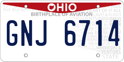 OH license plate GNJ6714