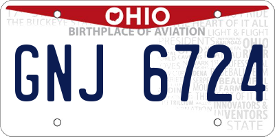 OH license plate GNJ6724