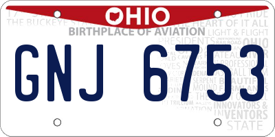 OH license plate GNJ6753