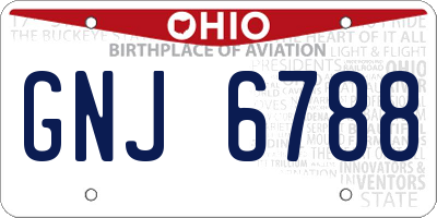 OH license plate GNJ6788
