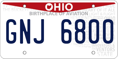 OH license plate GNJ6800