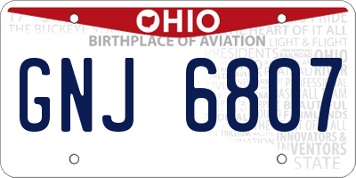 OH license plate GNJ6807
