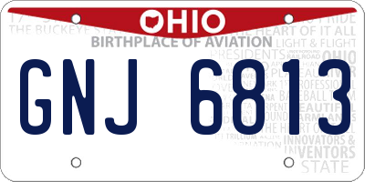OH license plate GNJ6813
