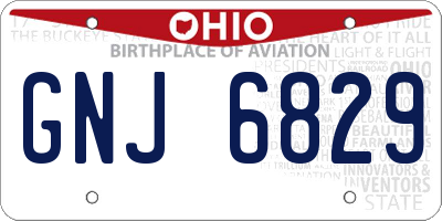 OH license plate GNJ6829