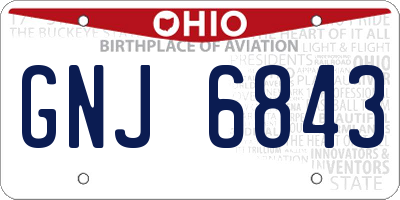 OH license plate GNJ6843