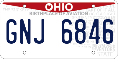 OH license plate GNJ6846