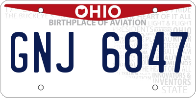 OH license plate GNJ6847