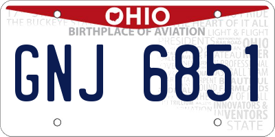 OH license plate GNJ6851