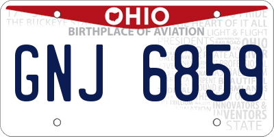 OH license plate GNJ6859