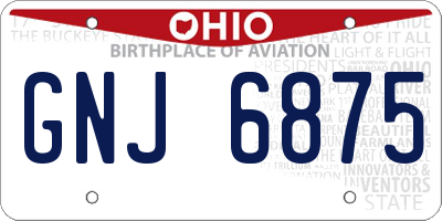 OH license plate GNJ6875