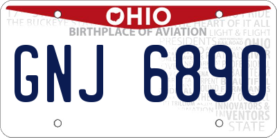 OH license plate GNJ6890