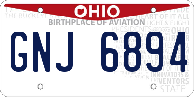 OH license plate GNJ6894