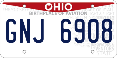 OH license plate GNJ6908