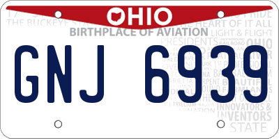 OH license plate GNJ6939