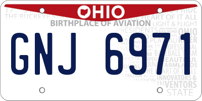 OH license plate GNJ6971