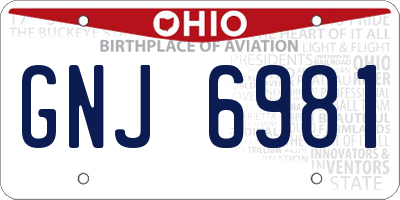 OH license plate GNJ6981