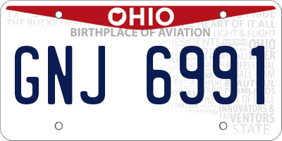 OH license plate GNJ6991