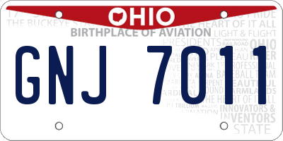 OH license plate GNJ7011