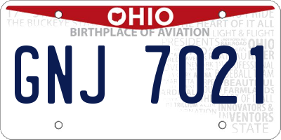 OH license plate GNJ7021
