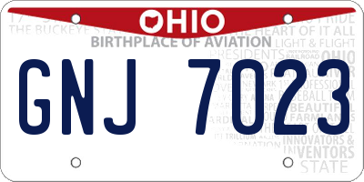 OH license plate GNJ7023