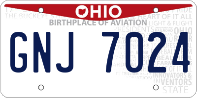 OH license plate GNJ7024