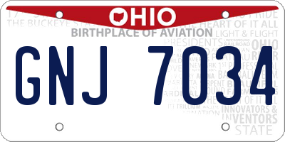 OH license plate GNJ7034