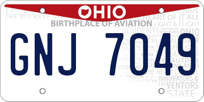 OH license plate GNJ7049