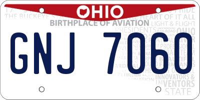 OH license plate GNJ7060